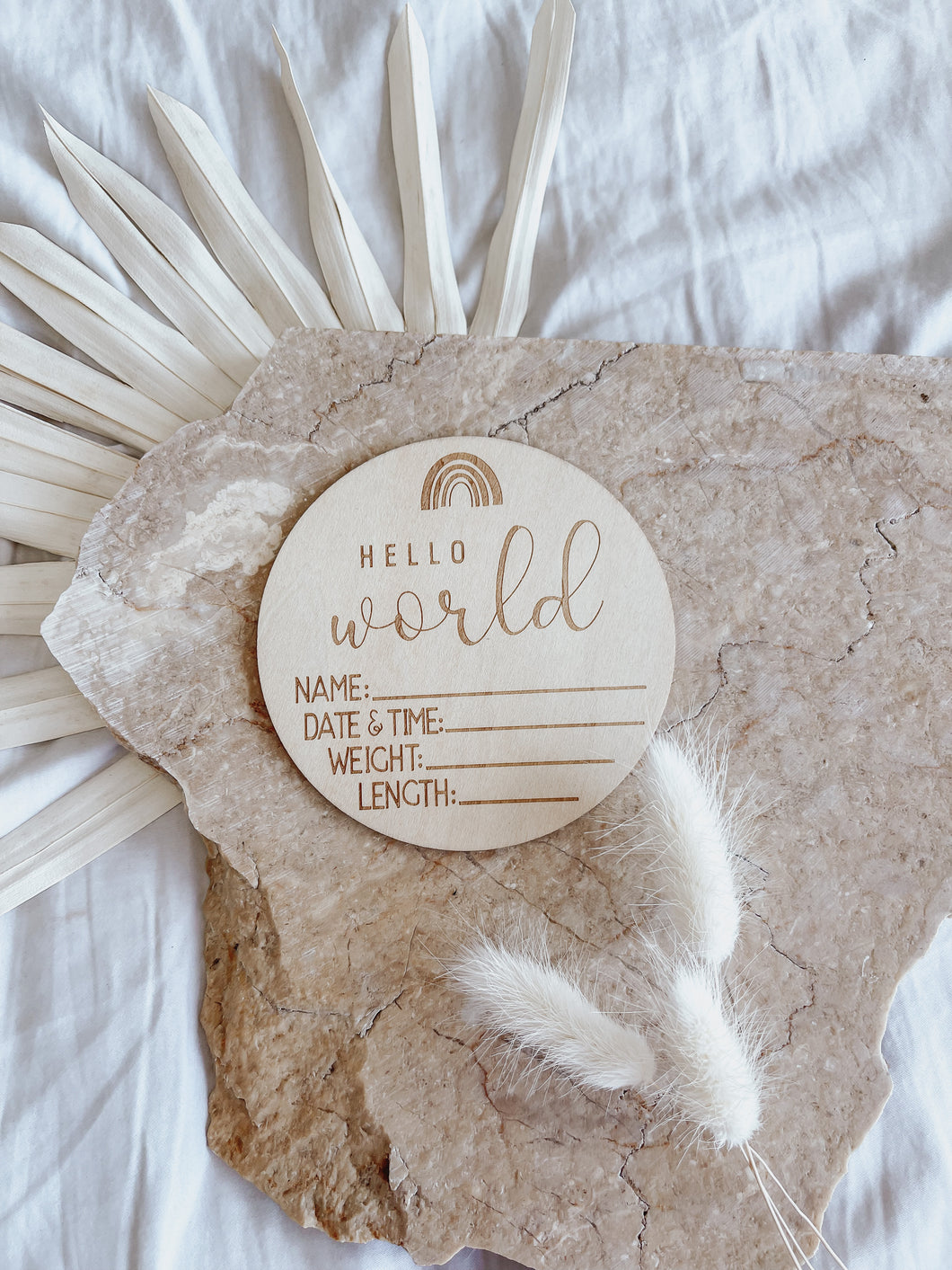 Wooden Birth Announcement - Rainbow